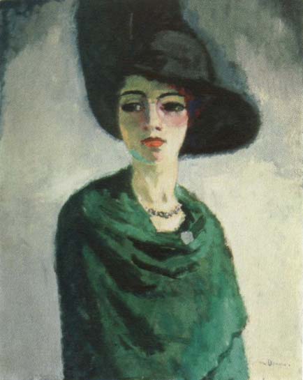 woman in black hat